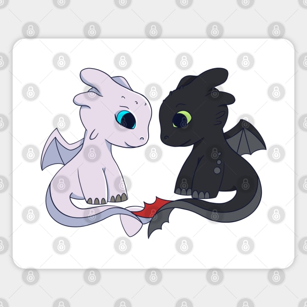 Couple Toothless & Light fury, How to train your dragon fanart, Dragons couple Magnet by PrimeStore